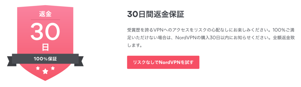 Nord VPNは30日間返金保証あり