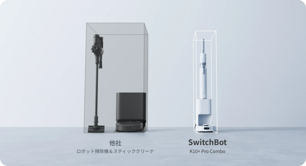 SwitchBot ロボット掃除機K10+ Pro Comboは他社に比べて圧倒的に小さい