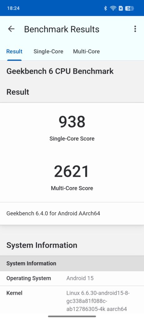 OPPO Reno13 AのGeekbench 6のスコア