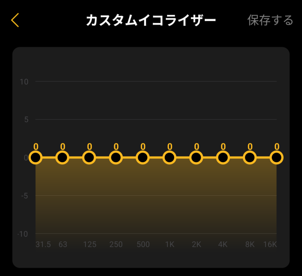 EarFun Clipのカスタムイコライザー