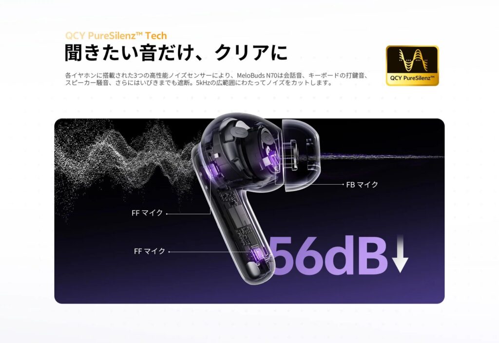 QCY MeloBuds N70のマイク性能