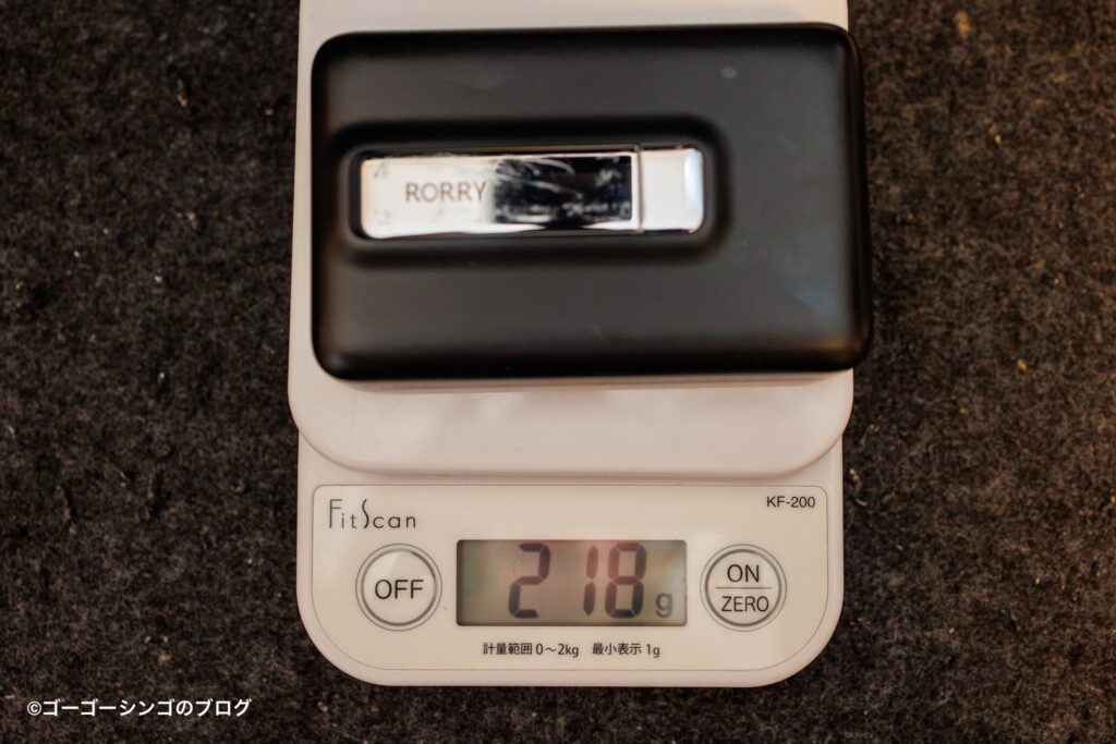 RORRY モバイルバッテリー 10000mAhの重さ