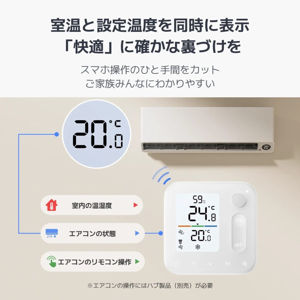 SwitchBot 温湿度管理パネルのエアコン自動動作