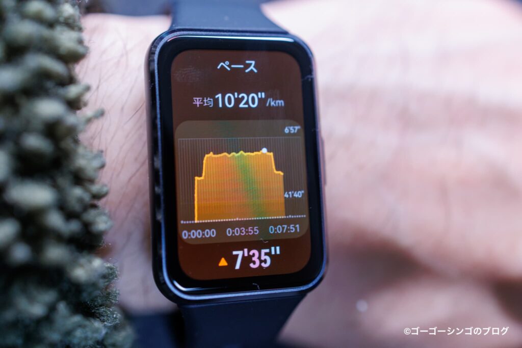 HUAWEI Band 11のランニングペース画面