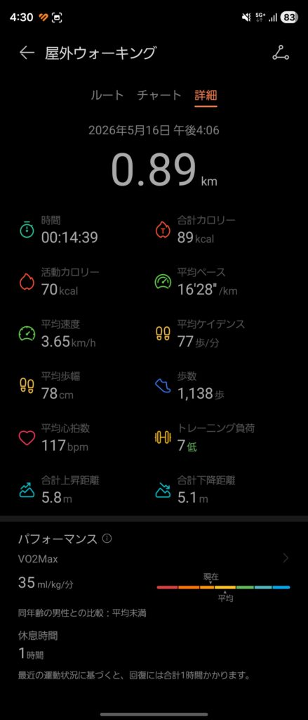 HUAWEI WATCH FIT 5 Proの屋外ウォーキング