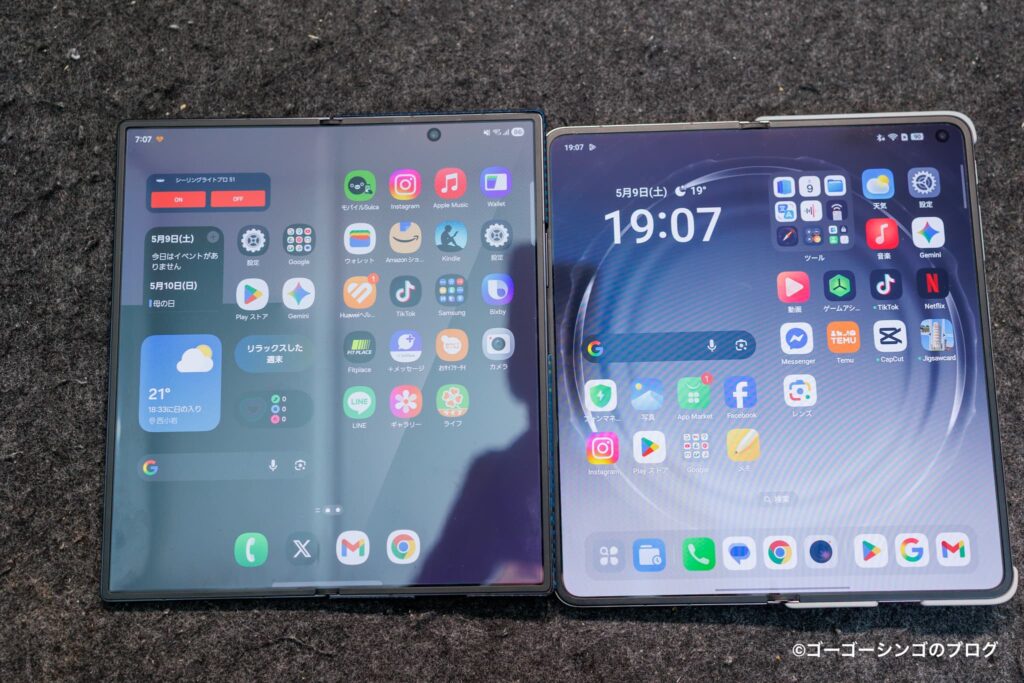 Galaxy Z Fold7(右)とOPPO N6