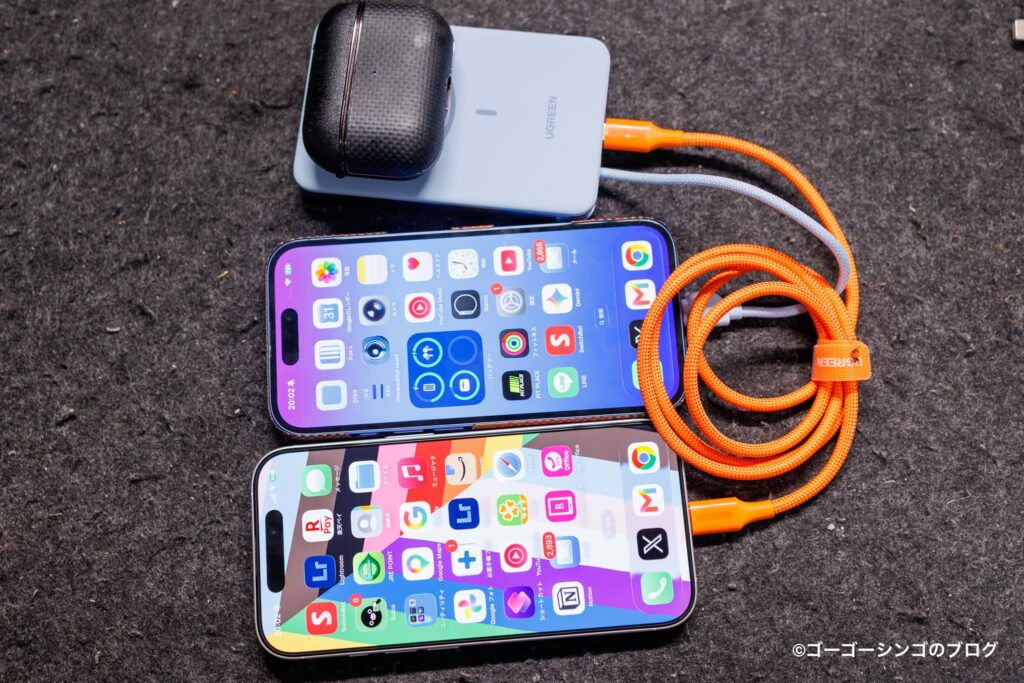 UGREEN MagFlow Airの最大3デバイス同時充電